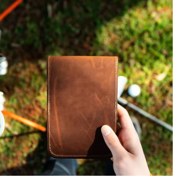 Porte-carte de score de golf en cuir
