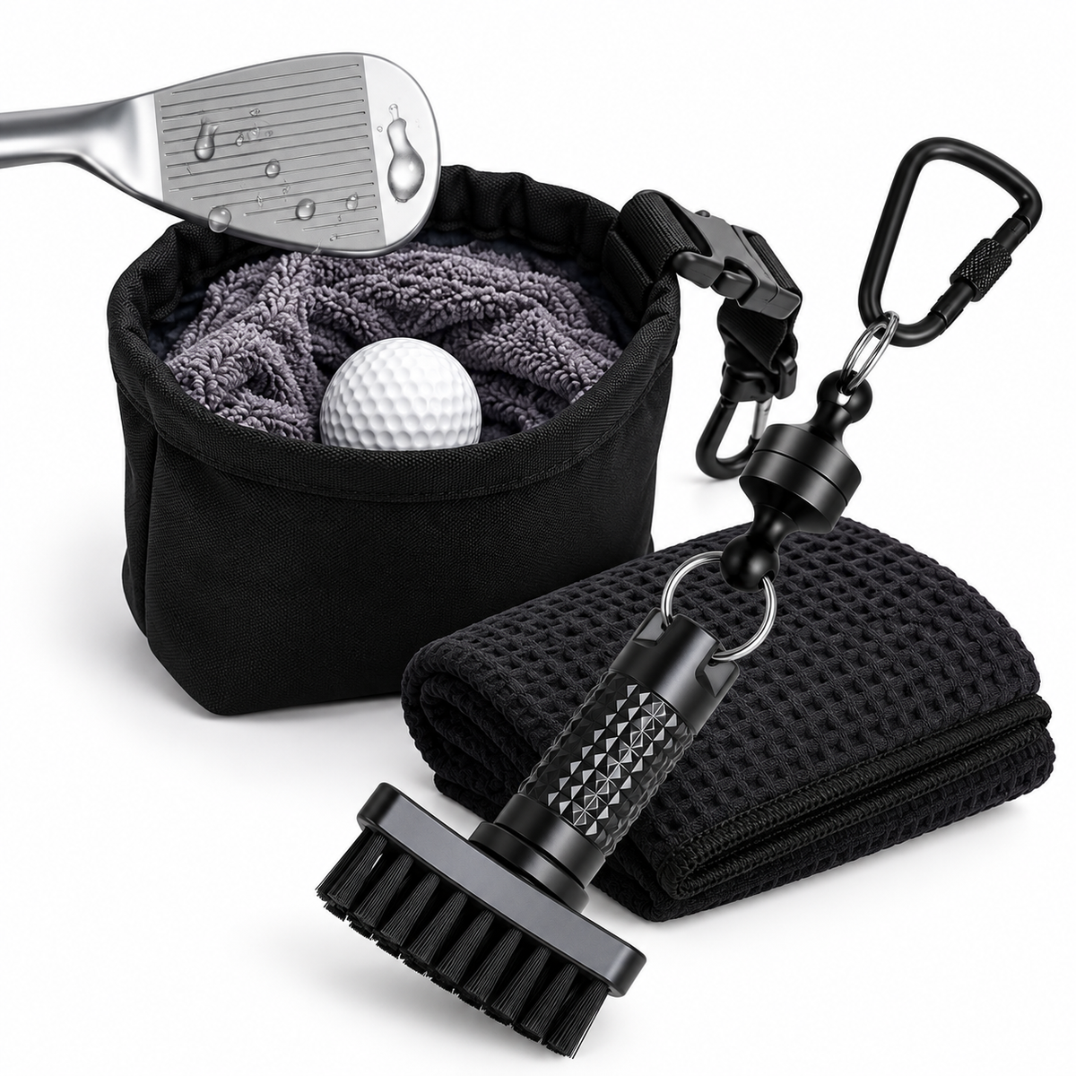 GolfClean Pro Reinigingsset – Met Magnetische Borstel & Handdoek